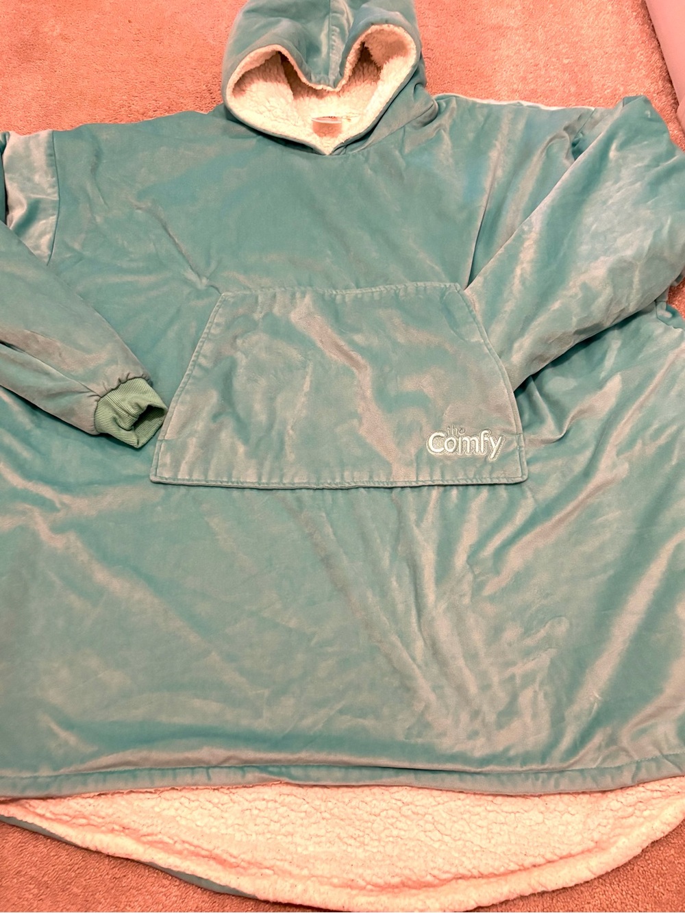 The Comfy Wearable Blanket Oversized Plush Hoodie Adult One Size Aqua